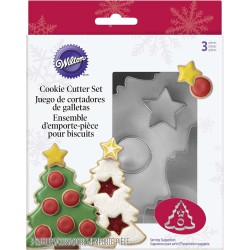 Set 3 tagliapasta Albero di Natale con decori WILTON